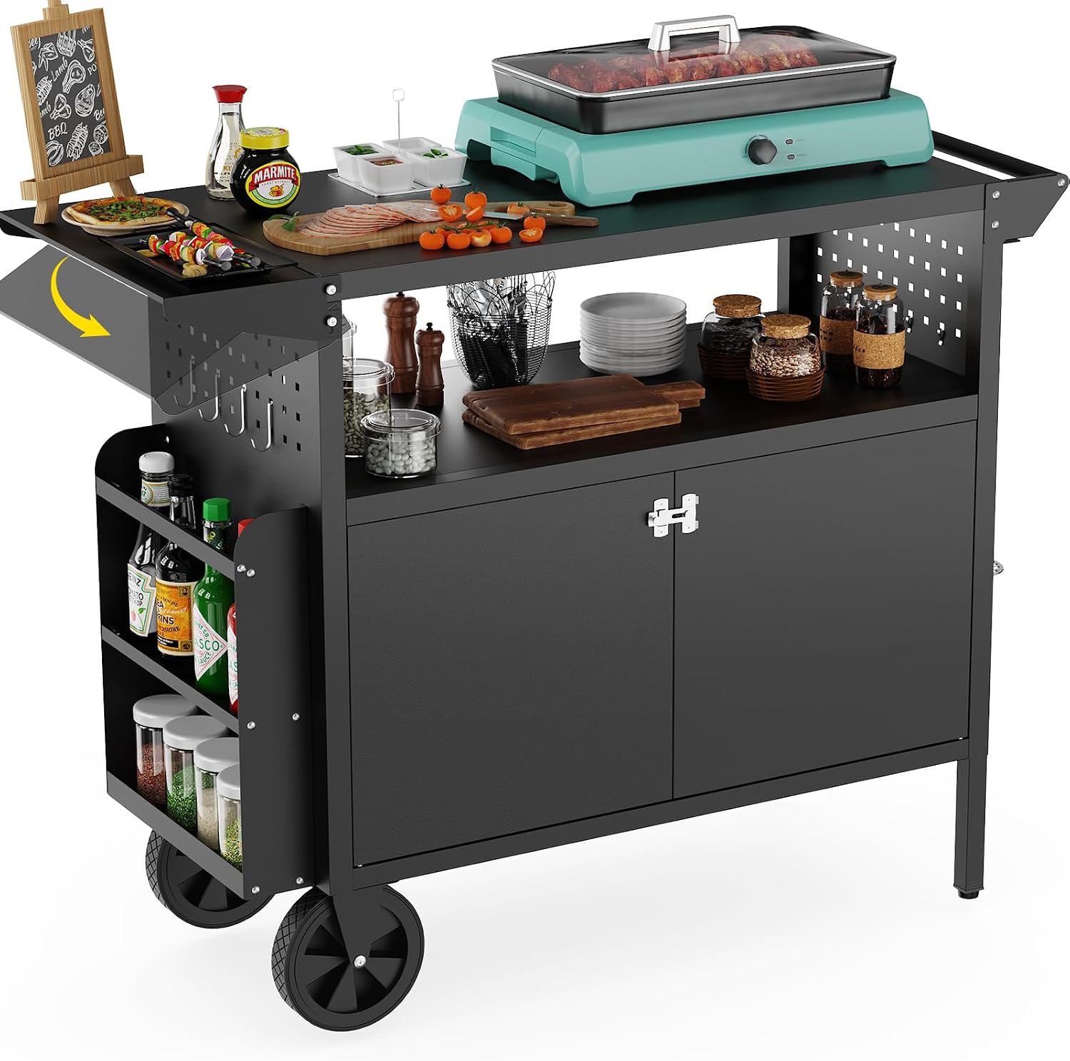 Heavy Equipment Tires - Outdoor Grill Cart Table With Storage
