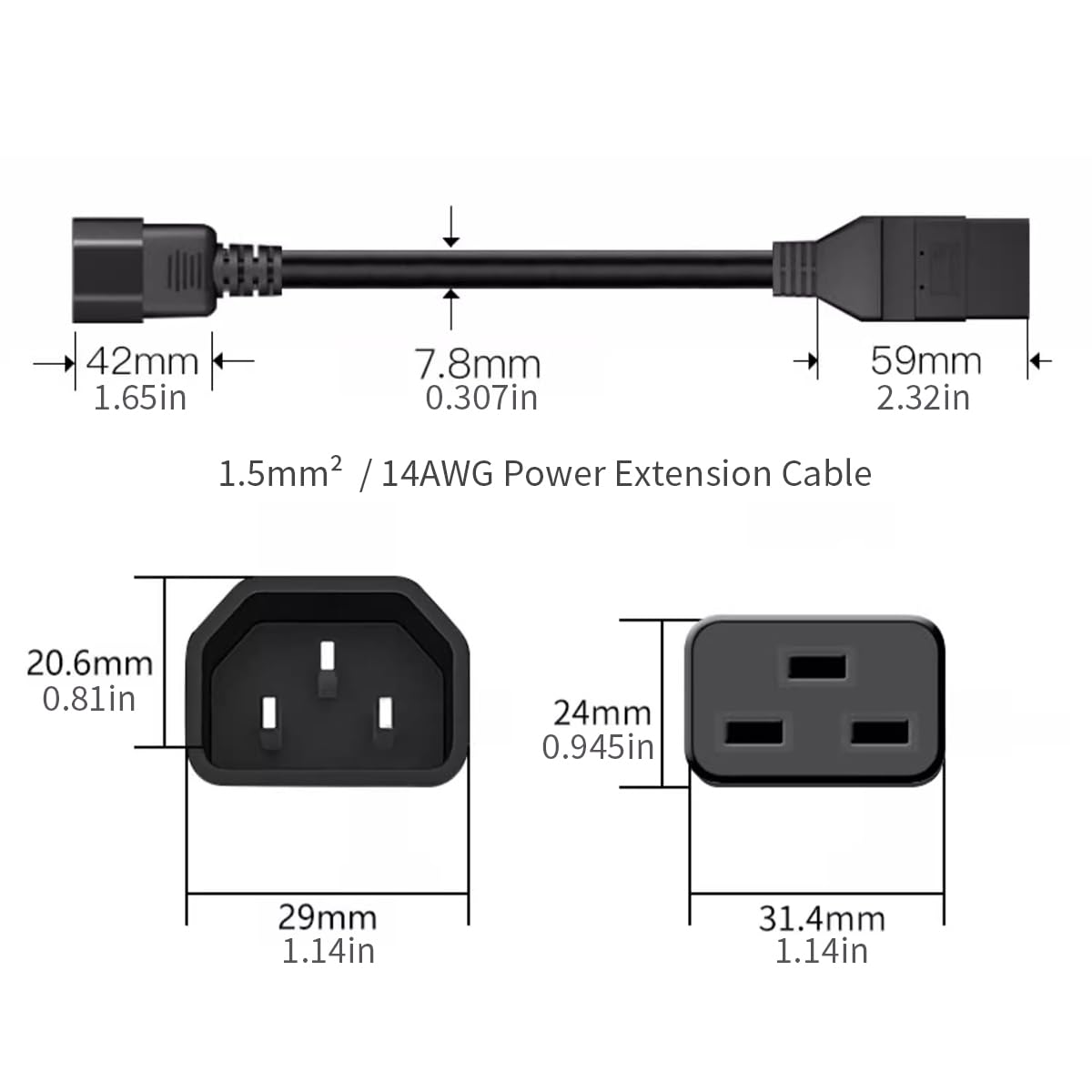 TOWE IEC C14 to C19 Power Exte - Heavy Equipment Center ulasan dan harga